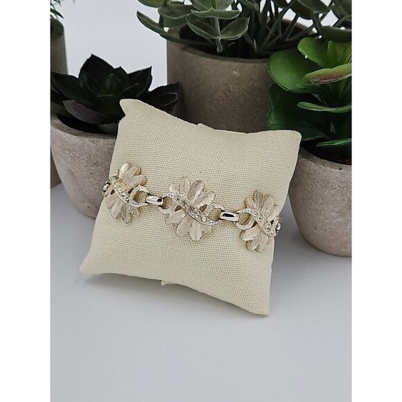 Vintage‎ Sarah Coventry Light Gold Tone Clear Rhinestone 7" Panel Bracelet - Picture 6 of 6